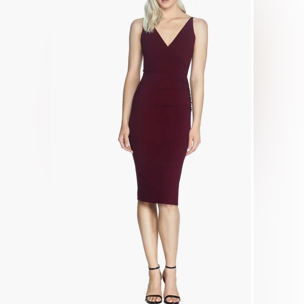 Dress The Population Anita Crepe Cocktail Dress Burgundy Size XS NWT